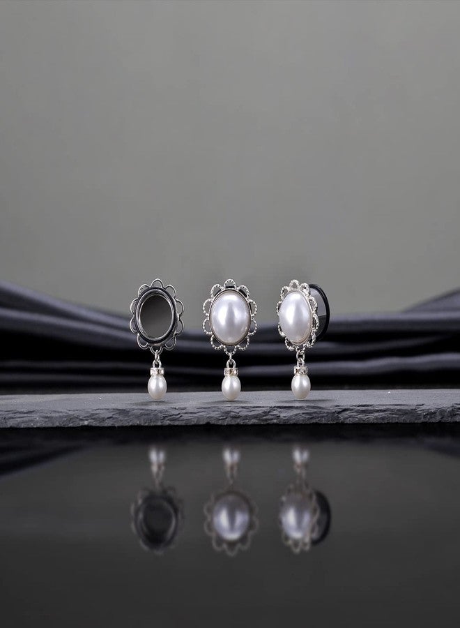 KUBOOZ Pearl Pendant Ear Piercing Jewelry Stainless Steel Tunnels and Plugs Ear Expander Reamer Guages 00g - Image 4